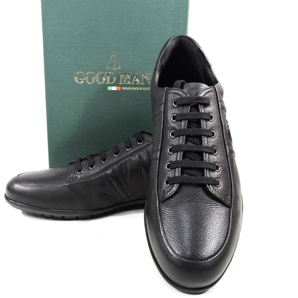 GOODMAN 🇮🇹 MEN'S BLACK SOFT LEATHER COMFORT FASHION SNEAKERS