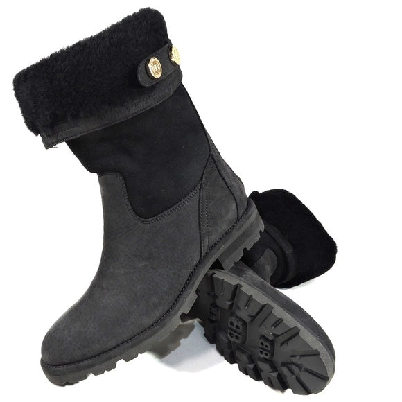 BALDININI ๐ฎ๐น WOMEN'S BLACK NUBUCK LEATHER WINTER FASHION BOOTIE