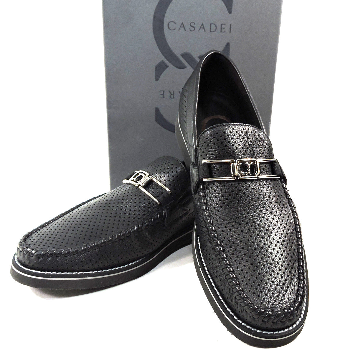 CASADEI 🇮🇹 MEN'S BLACK SOFT LEATHER COMFORT SUMMER LOAFERS