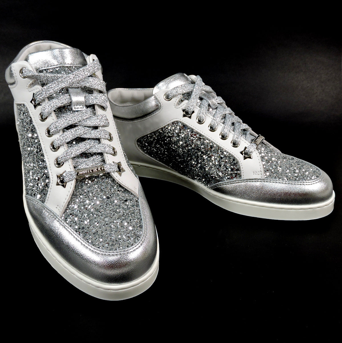 Jimmy Choo 🇮🇹 Women's White Leather Fashion Sneakers