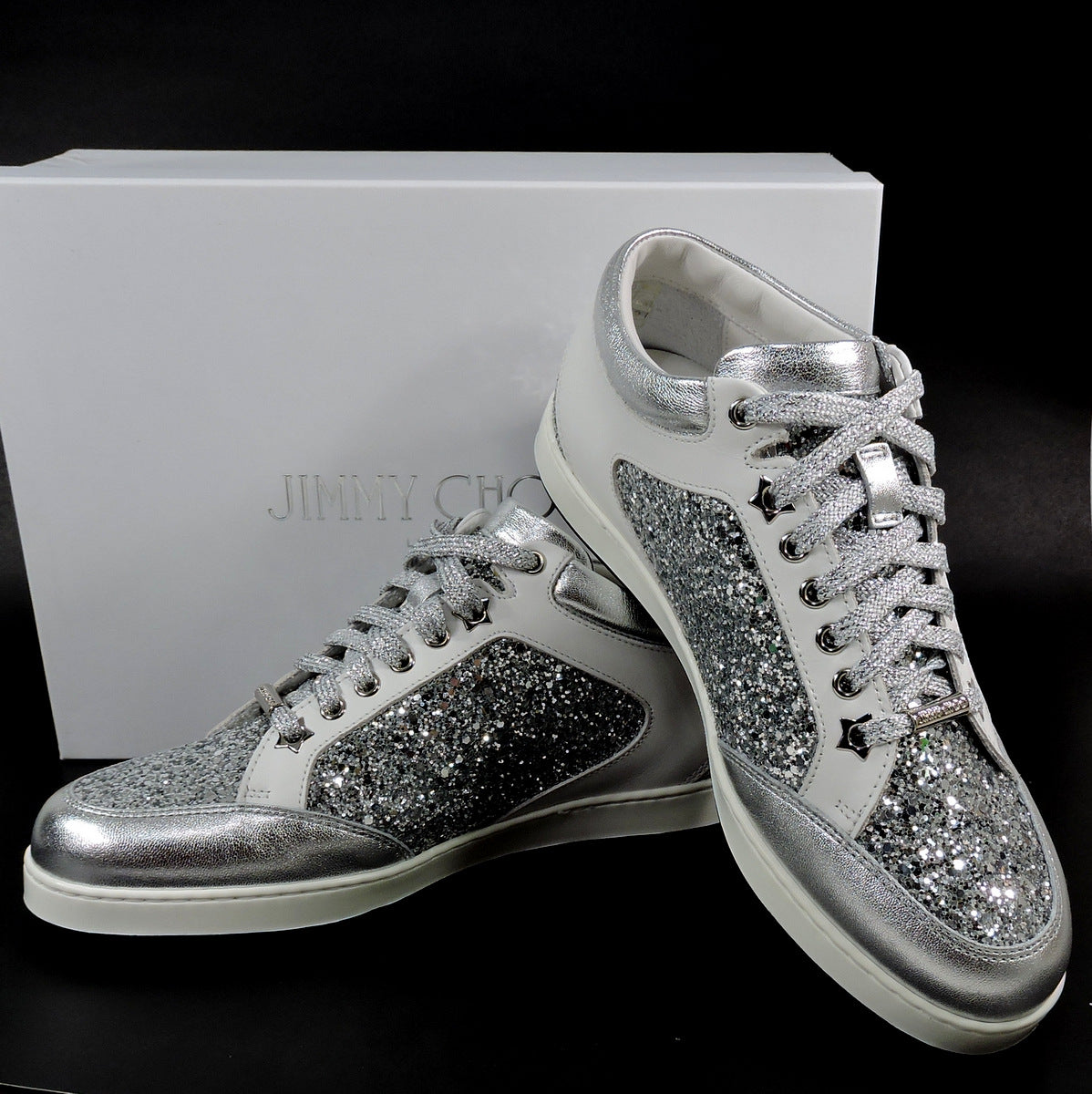 Jimmy Choo š®š¹ Women's White Leather Fashion Sneakers