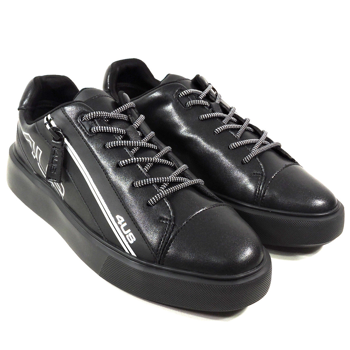 CESARE PACIOTTI 4 US 🇮🇹 MEN'S BLACK LEATHER COMFORT SNEAKERS