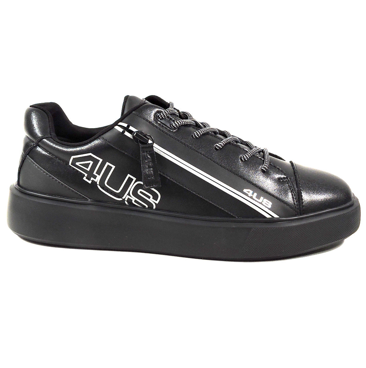 CESARE PACIOTTI 4 US 🇮🇹 MEN'S BLACK LEATHER COMFORT SNEAKERS