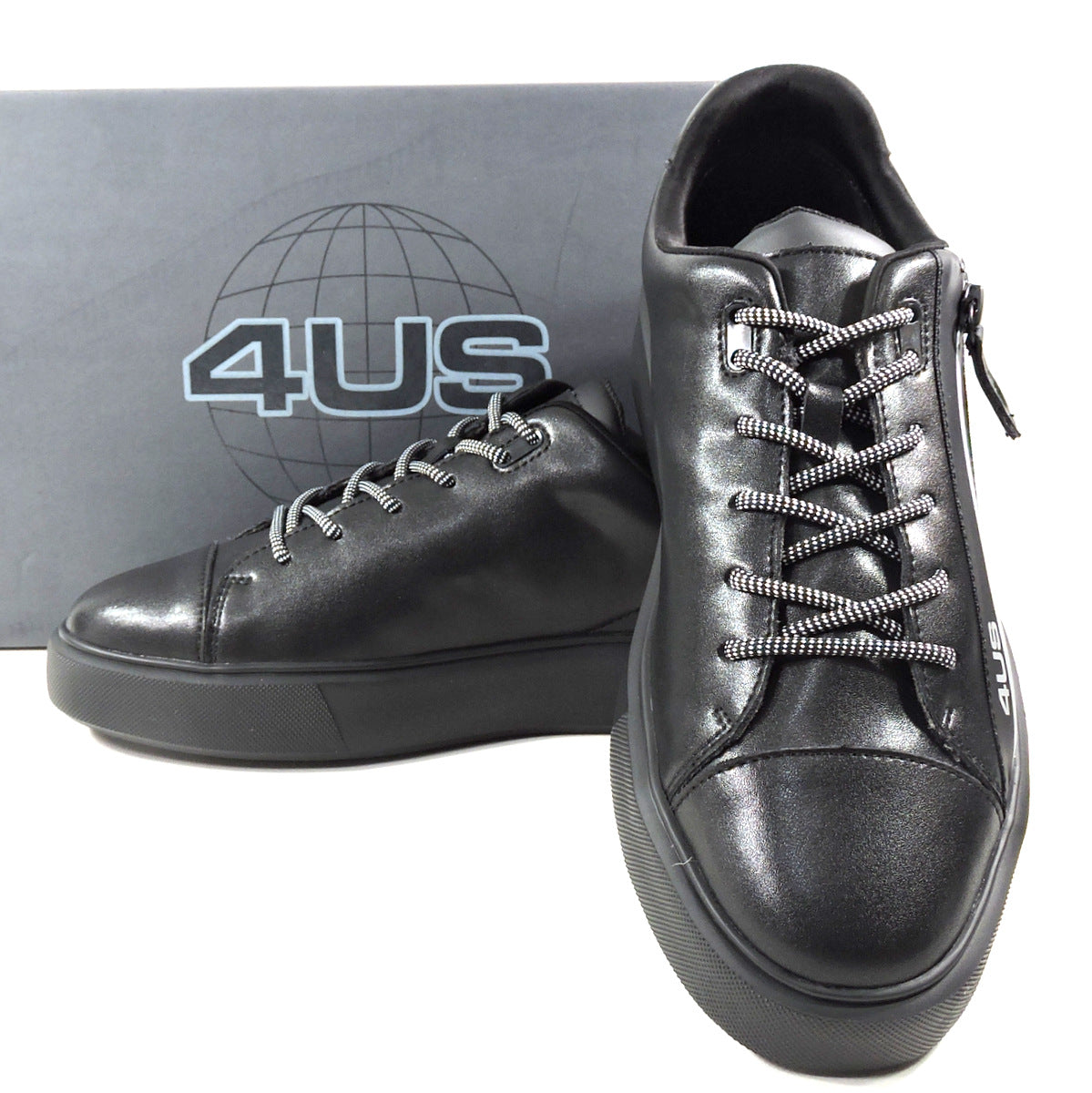 CESARE PACIOTTI 4 US 🇮🇹 MEN'S BLACK LEATHER COMFORT SNEAKERS