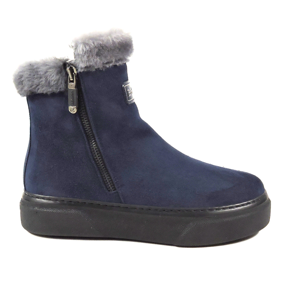 BALDININI 🇮🇹 WOMEN'S BLUE SUEDE WINTER BOOTS WITH REAL FUR INSIDE
