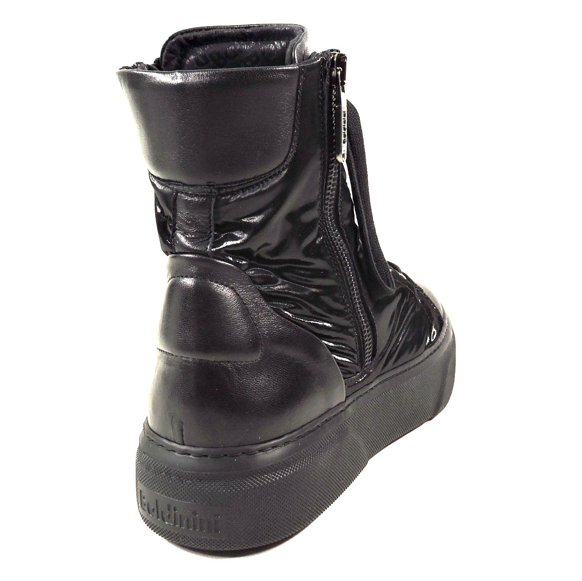 BALDININI 🇮🇹 WOMEN'S BLACK LEATHER & FABRIC WINTER FASHION BOOTIE