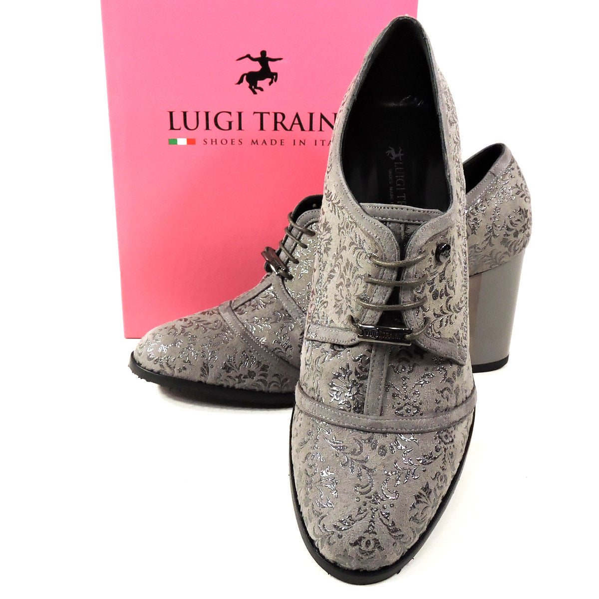 LUIGI TRAINI 🇮🇹 WOMEN'S GREY SUEDE HEELED FASHION SHOES BOUTIQUE
