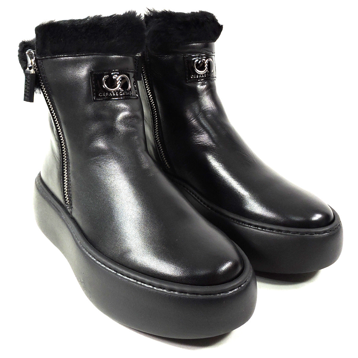 CASADEI 🇮🇹 WOMEN'S BLACK SOFT LEATHER WINTER ANKLE BOOTIE