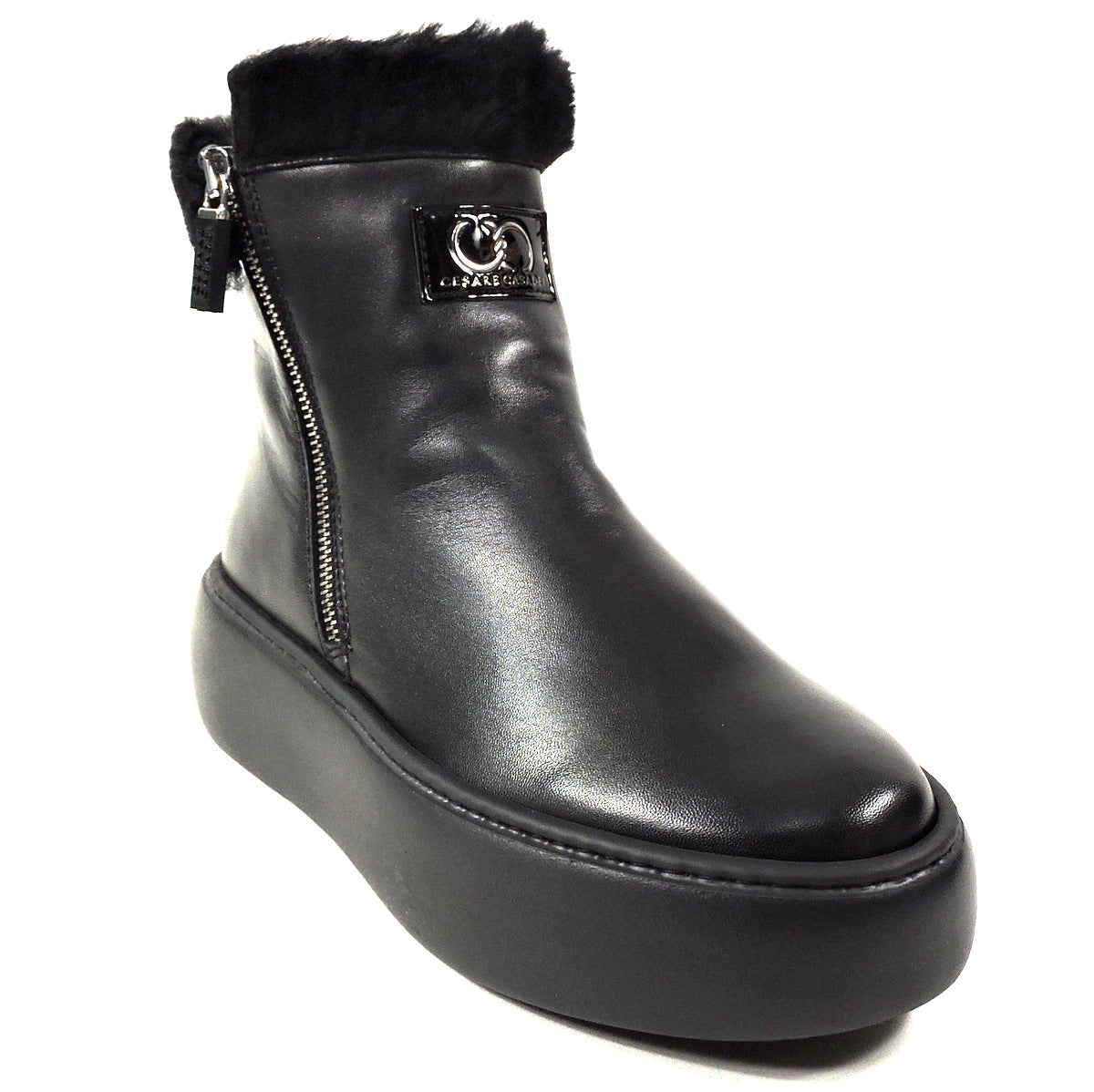 CASADEI 🇮🇹 WOMEN'S BLACK SOFT LEATHER WINTER ANKLE BOOTIE
