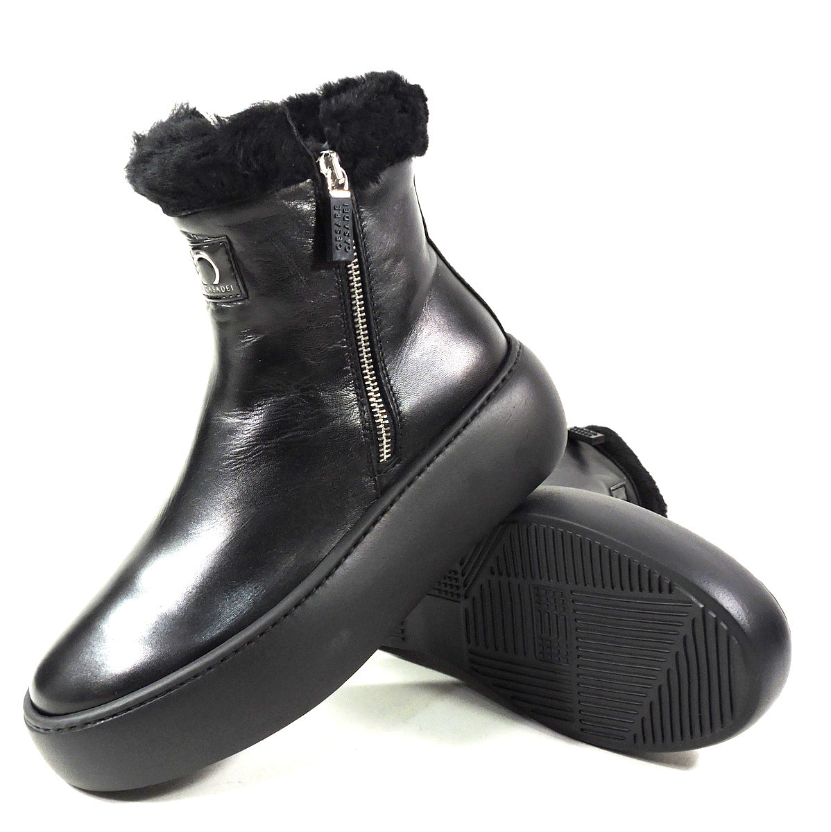 CASADEI 🇮🇹 WOMEN'S BLACK SOFT LEATHER WINTER ANKLE BOOTIE