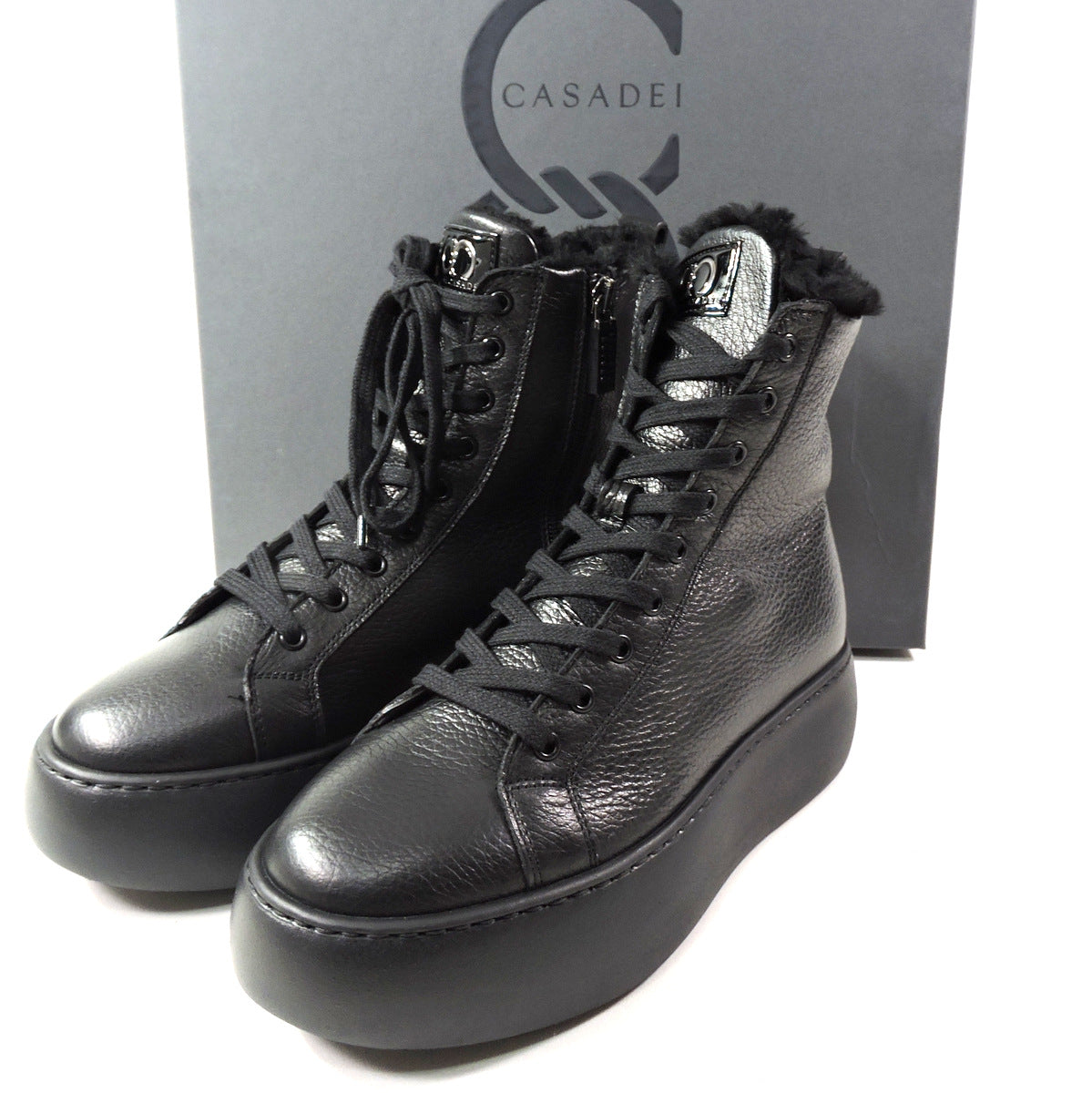 CASADEI 🇮🇹 WOMEN'S BLACK SOFT LEATHER WINTER FASHION BOOTIE