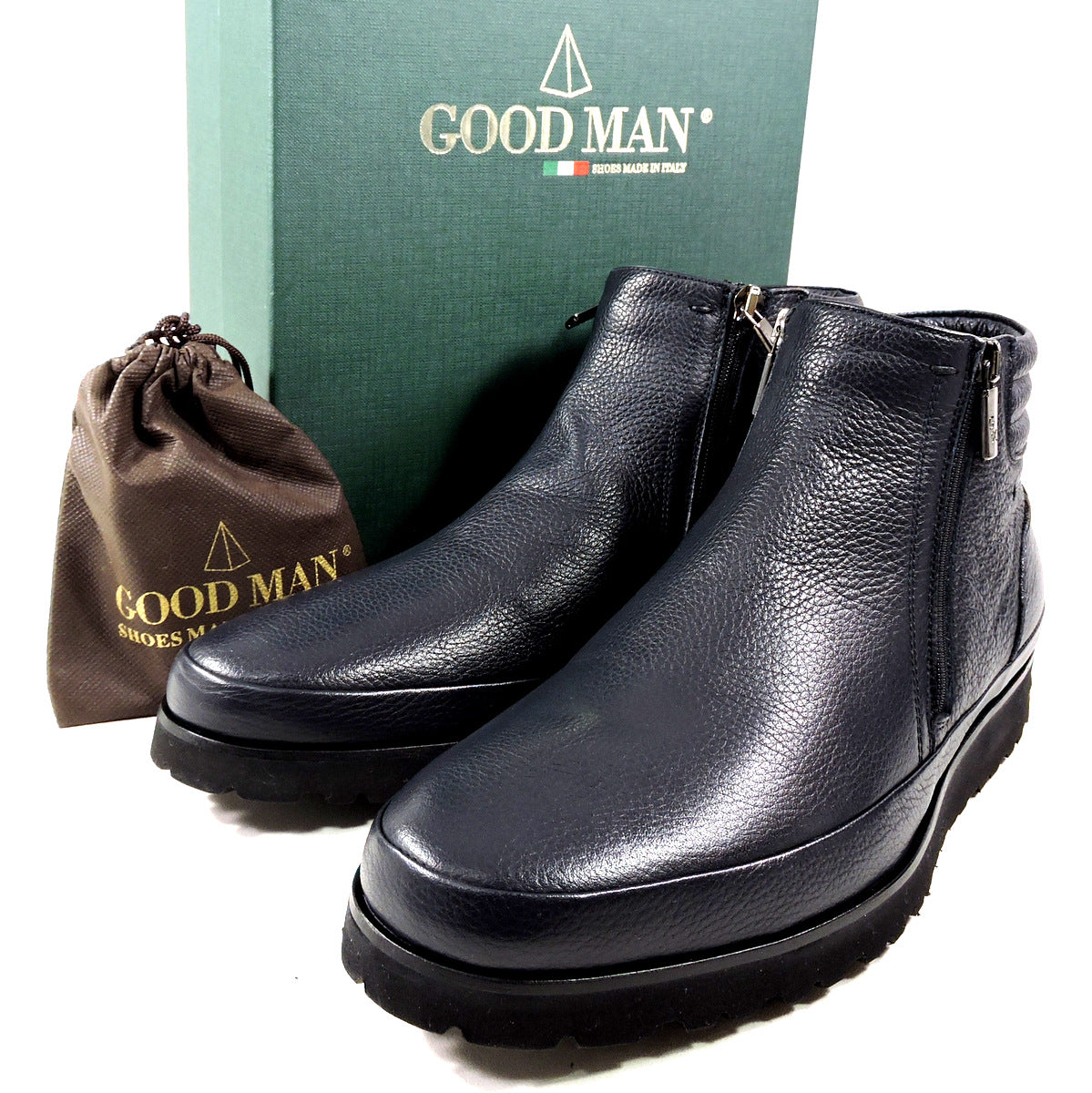 GOOD MAN 🇮🇹 MEN'S NAVY BLUE SOFT LEATHER WINTER BOOTS