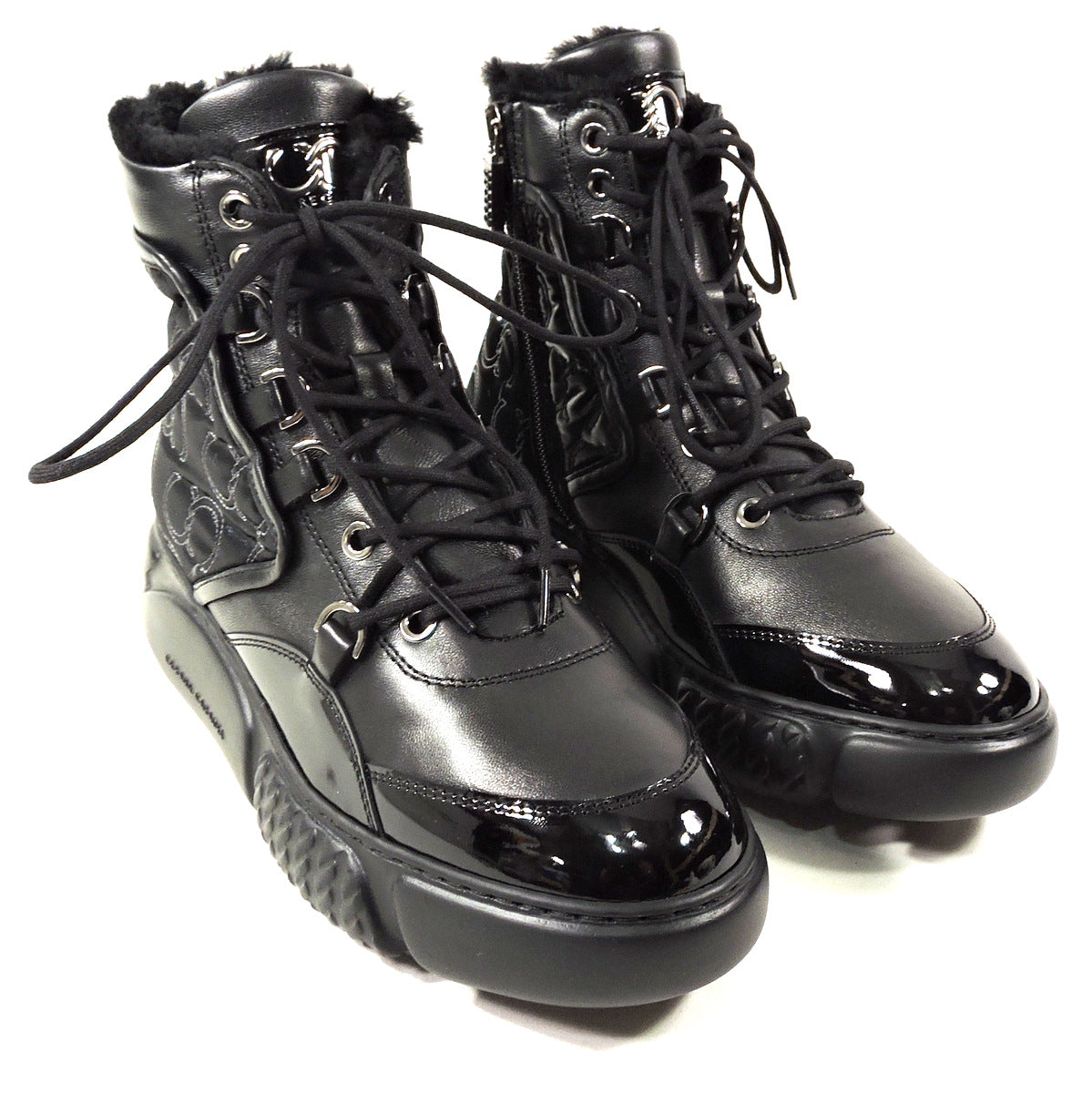 CASADEI 🇮🇹 WOMEN'S BLACK LEATHER & FABRIC WINTER SPORT BOOTIE