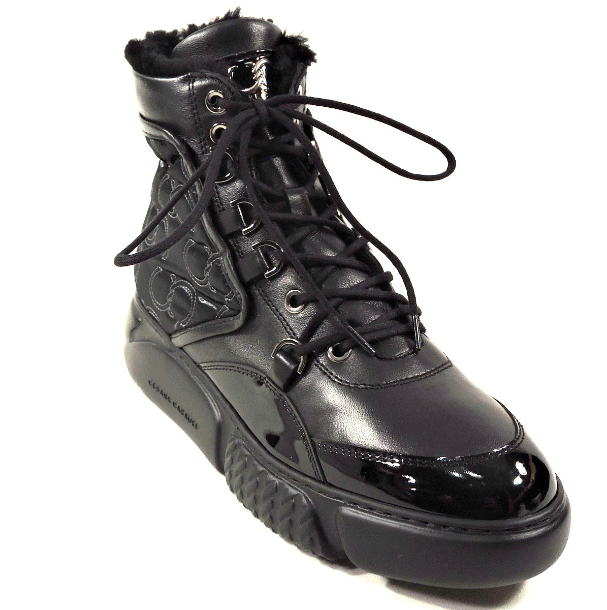 CASADEI 🇮🇹 WOMEN'S BLACK LEATHER & FABRIC WINTER SPORT BOOTIE