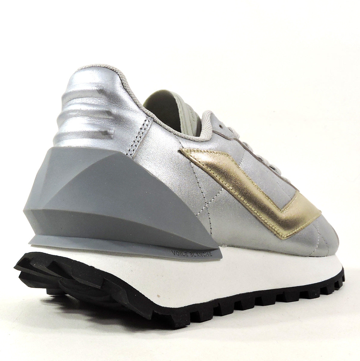 VOILE BLANCHE 🇮🇹 WOMEN'S SILVER LEATHER FASHION COMFORT SNEAKERS