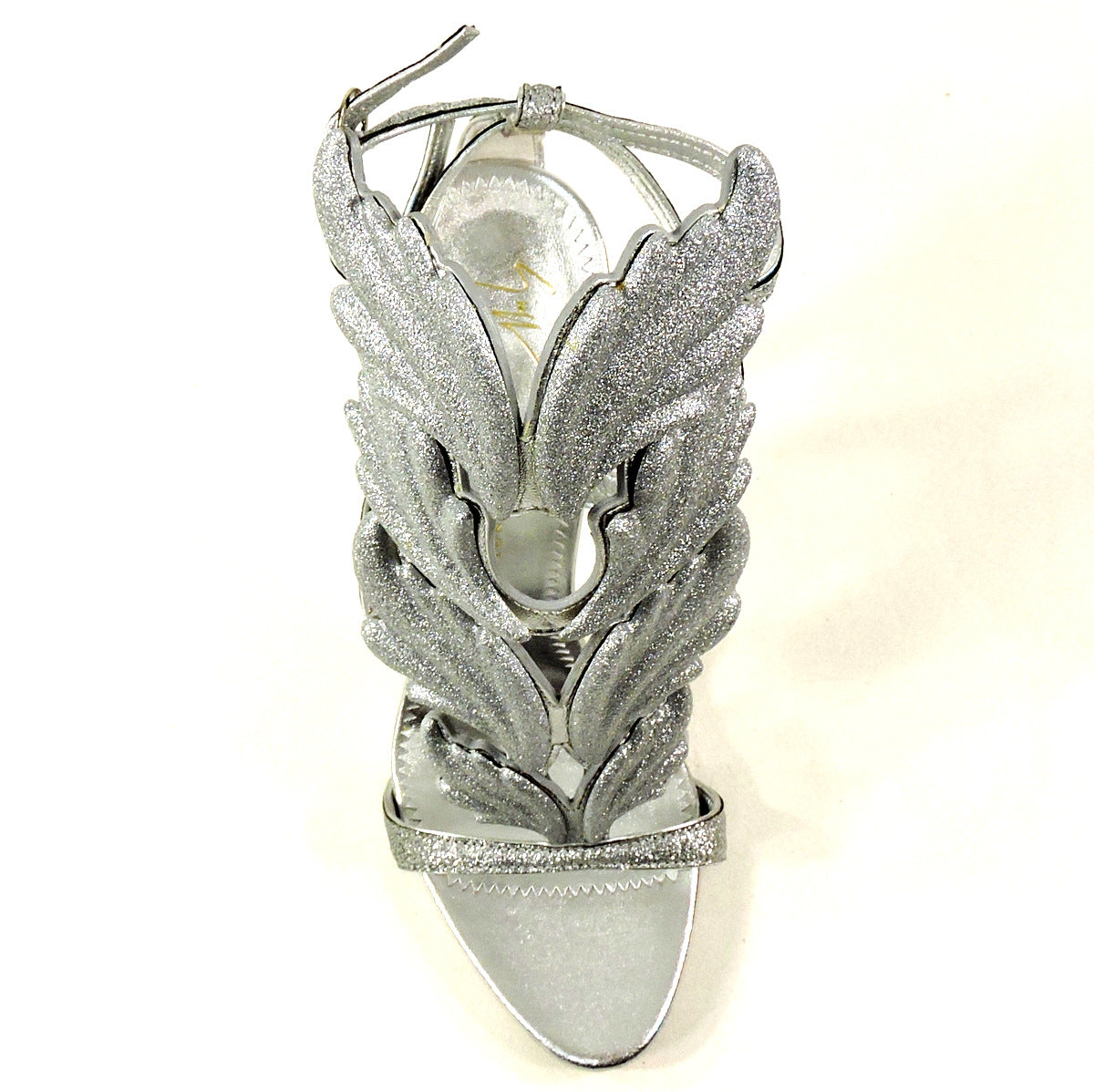 GIUSEPPE ZANOTTI š®š¹ WOMEN'S COMFORT SILVER LEATHER FASHION HEEL SANDALS