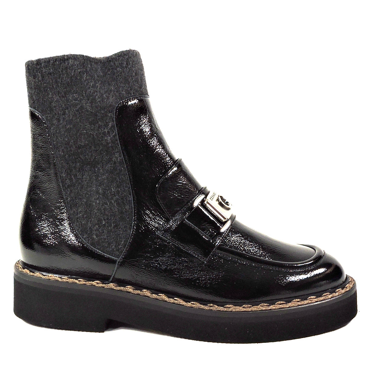 CASADEI 🇮🇹 WOMEN'S BLACK PATENT LEATHER WINTER FASHION BOOTIE