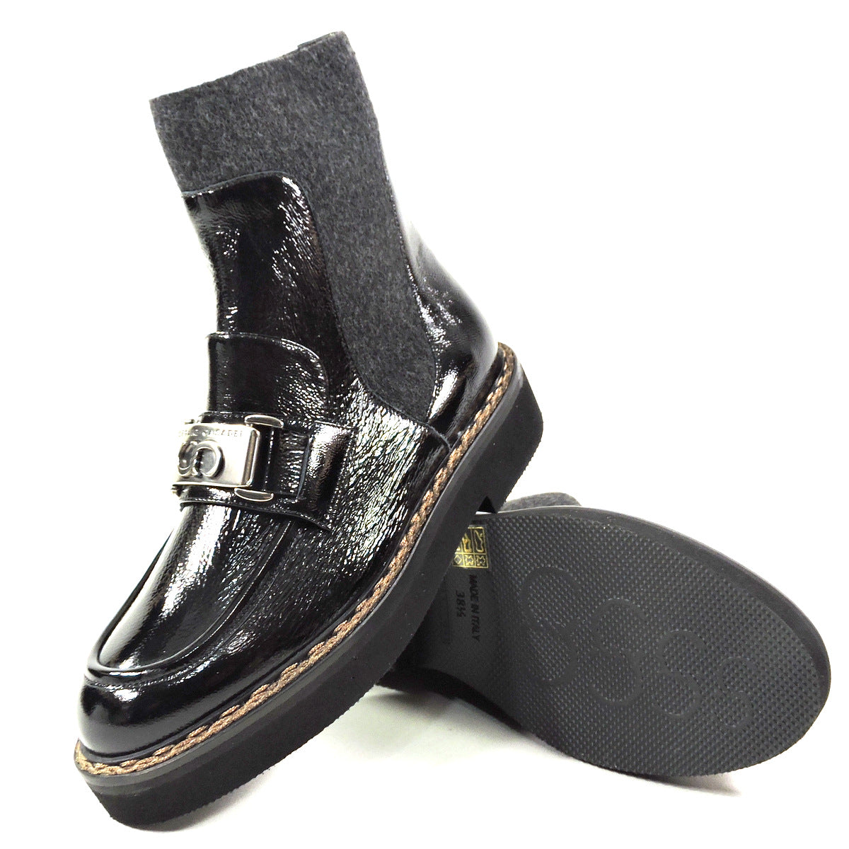 CASADEI 🇮🇹 WOMEN'S BLACK PATENT LEATHER WINTER FASHION BOOTIE