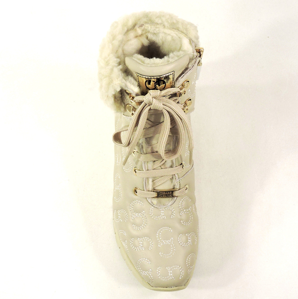 CASADEI 🇮🇹 WOMEN'S BEIGE SOFT LEATHER MERINO FUR INSIDE WINTER BOOTIE