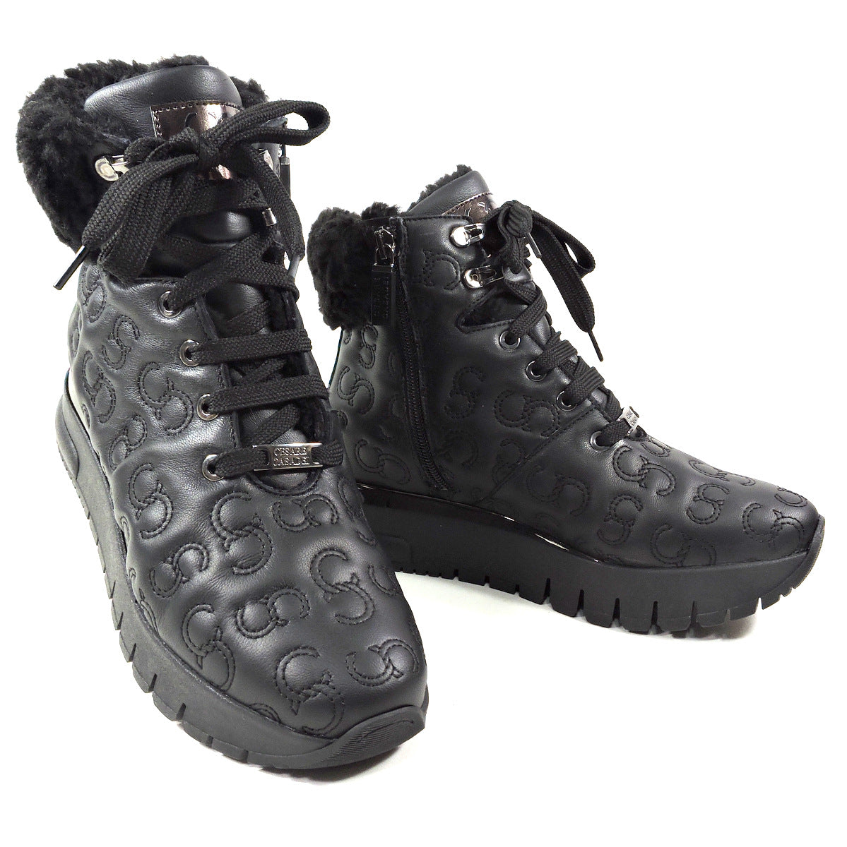 CASADEI 🇮🇹 WOMEN'S BLACK SOFT LEATHER WINTER MERINO FUR INSIDE FASHION BOOTIE