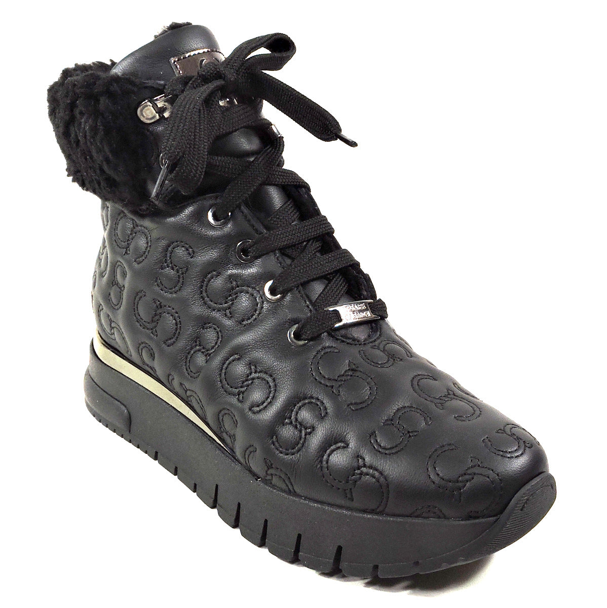 CASADEI 🇮🇹 WOMEN'S BLACK SOFT LEATHER WINTER MERINO FUR INSIDE FASHION BOOTIE