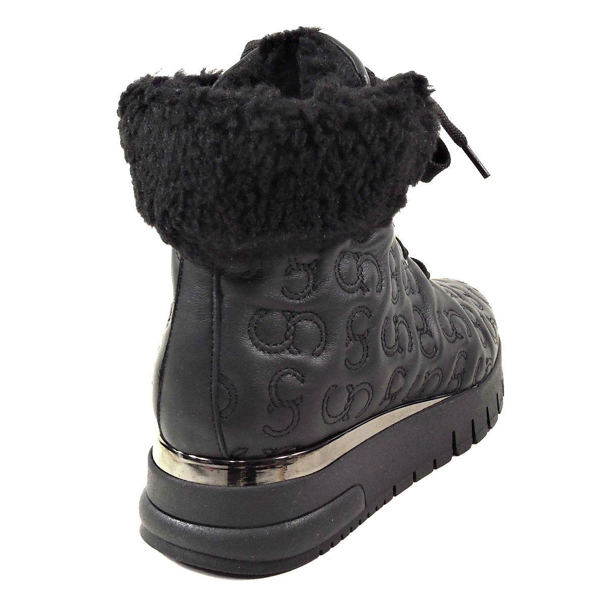 CASADEI 🇮🇹 WOMEN'S BLACK SOFT LEATHER WINTER MERINO FUR INSIDE FASHION BOOTIE