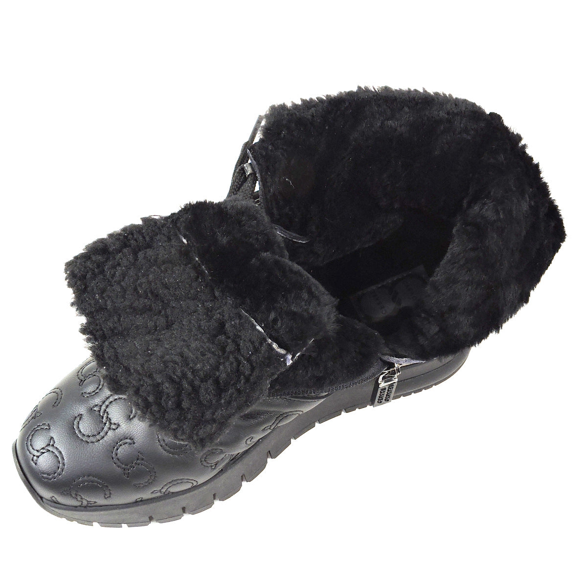 CASADEI 🇮🇹 WOMEN'S BLACK SOFT LEATHER WINTER MERINO FUR INSIDE FASHION BOOTIE