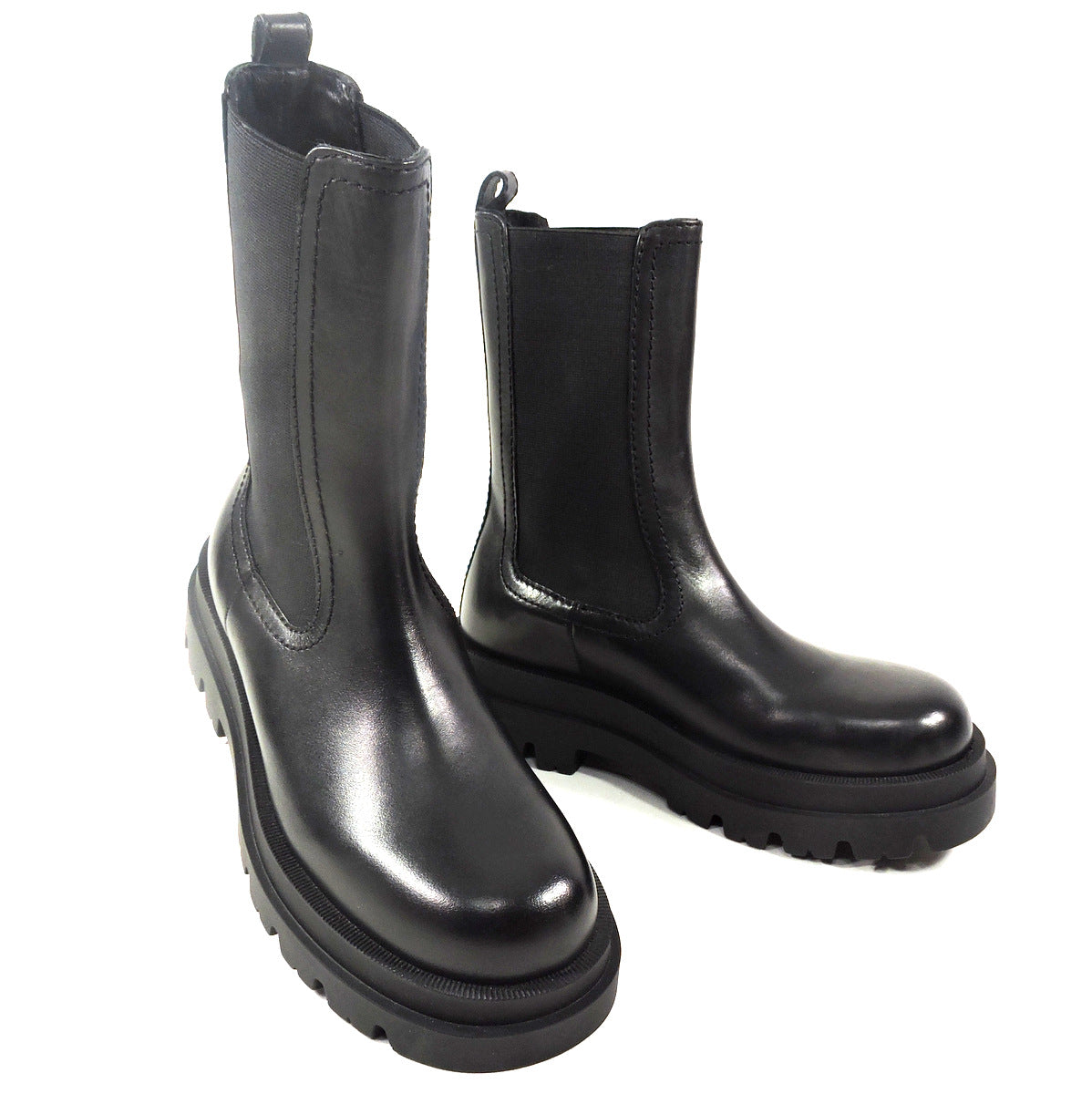 TWINSET 🇮🇹 WOMEN'S BLACK LEATHER COMFORT WINTER CHELSI BOOTS