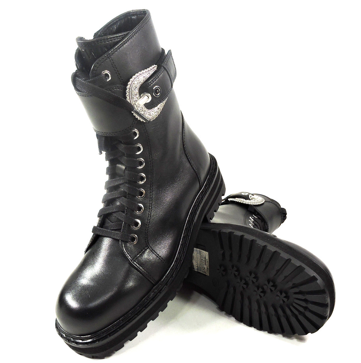 TWINSET 🇮🇹 WOMEN'S BLACK LEATHER COMFORT WINTER BOOTS