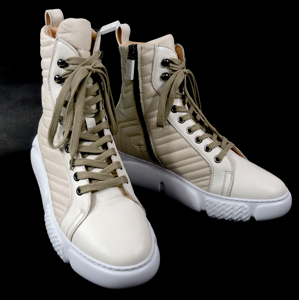CASADEI š®š¹ WOMEN'S BEIGE LEATHER/FABRIC WATERPROOF WINTER FASHION BOOTIE BOUTIQUE
