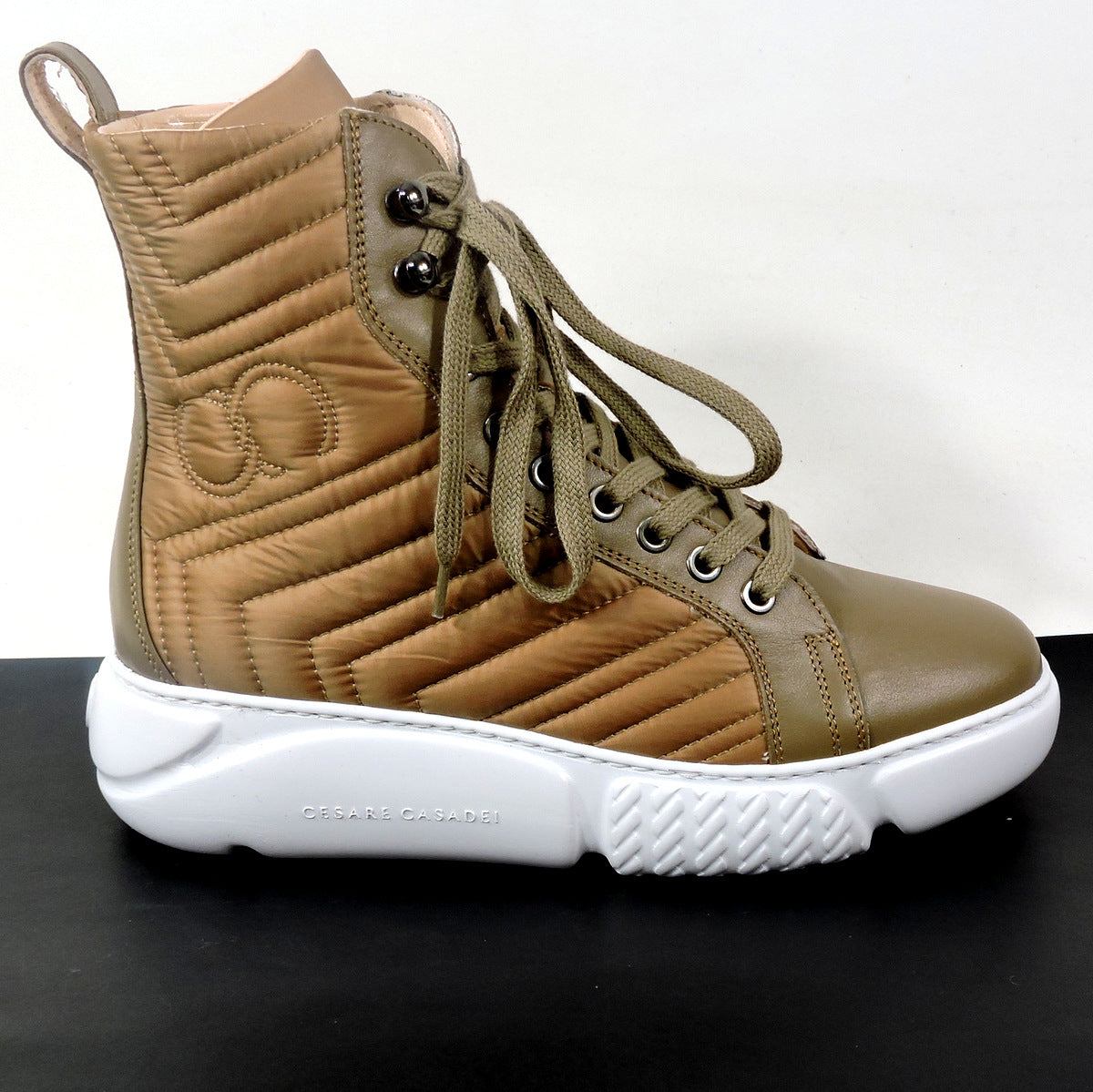 CASADEI 🇮🇹 WOMEN'S BROWN LEATHER/FABRIC WATERPROOF WINTER FASHION BOOTIE
