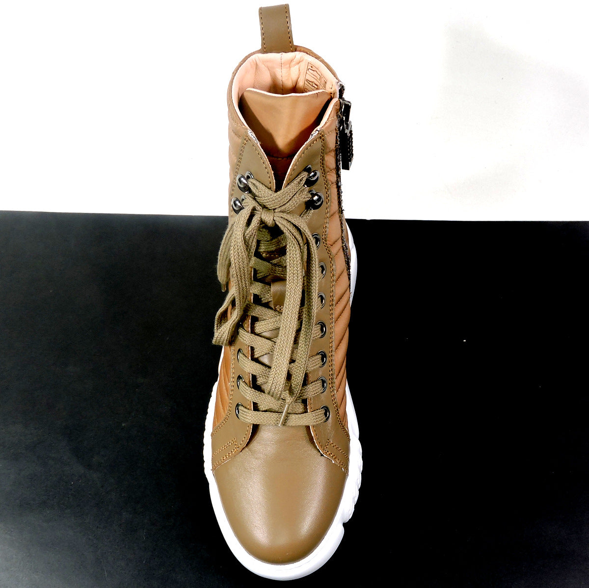 CASADEI 🇮🇹 WOMEN'S BROWN LEATHER/FABRIC WATERPROOF WINTER FASHION BOOTIE