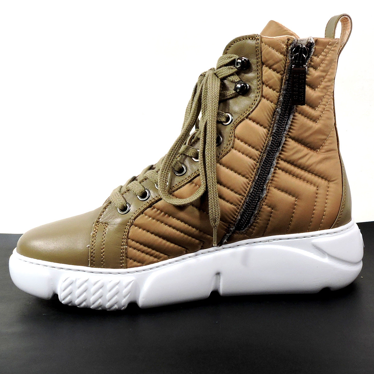 CASADEI 🇮🇹 WOMEN'S BROWN LEATHER/FABRIC WATERPROOF WINTER FASHION BOOTIE