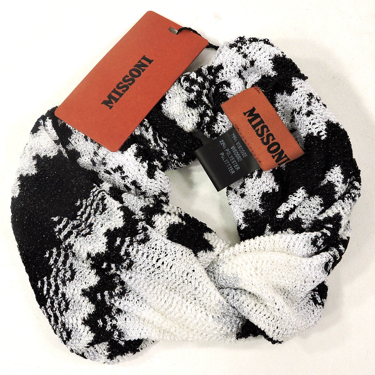 MISSONI 🇮🇹 WOMEN'S BLACK & WHITE FASHION HEADBAND