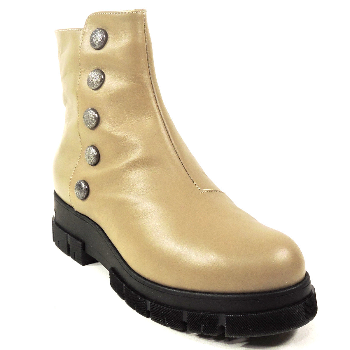 VERNISSAGE š®š¹ WOMEN'S BEIGE LEATHER WINTER ANKLE BOOTIE