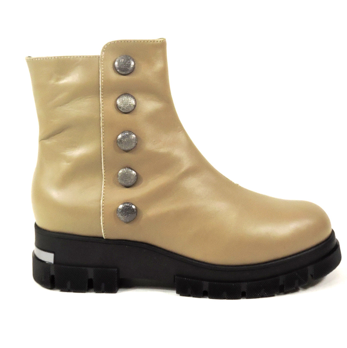 VERNISSAGE š®š¹ WOMEN'S BEIGE LEATHER WINTER ANKLE BOOTIE