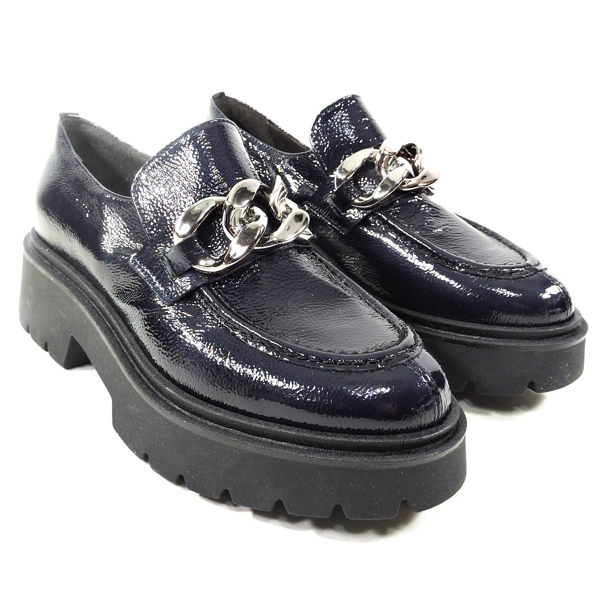 SOFFICE SOGNO 🇮🇹 WOMEN'S NAVY BLUE PATENT LEATHER FASHION LOAFERS