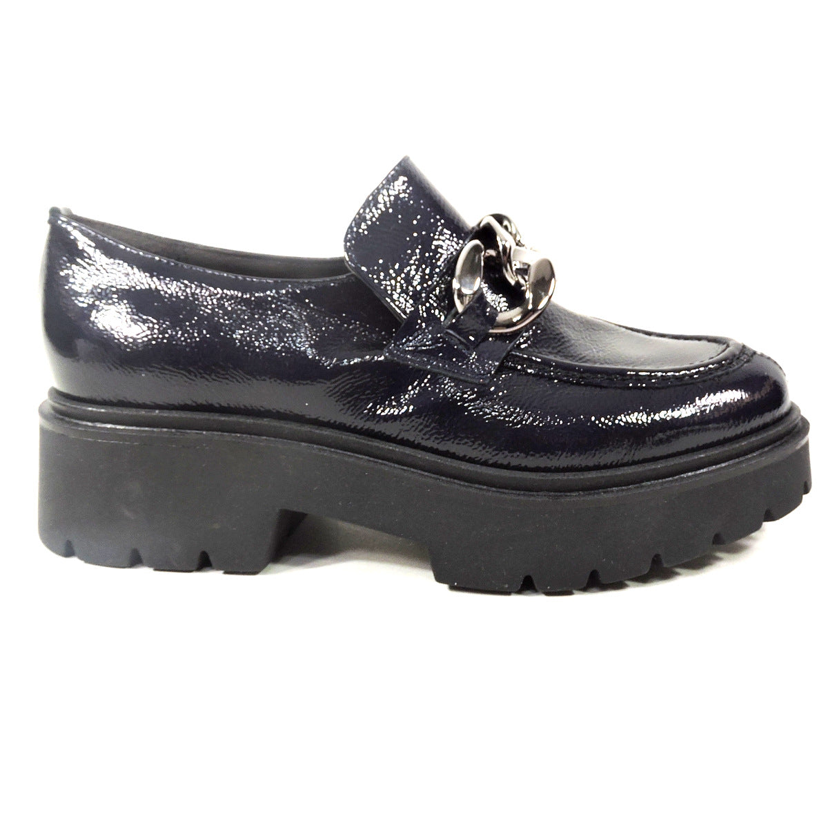 SOFFICE SOGNO 🇮🇹 WOMEN'S NAVY BLUE PATENT LEATHER FASHION LOAFERS