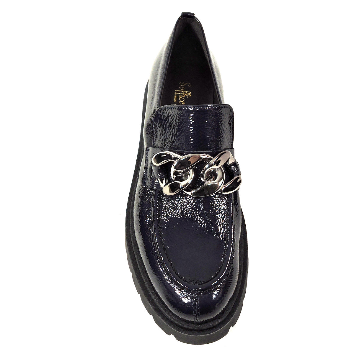 SOFFICE SOGNO 🇮🇹 WOMEN'S NAVY BLUE PATENT LEATHER FASHION LOAFERS