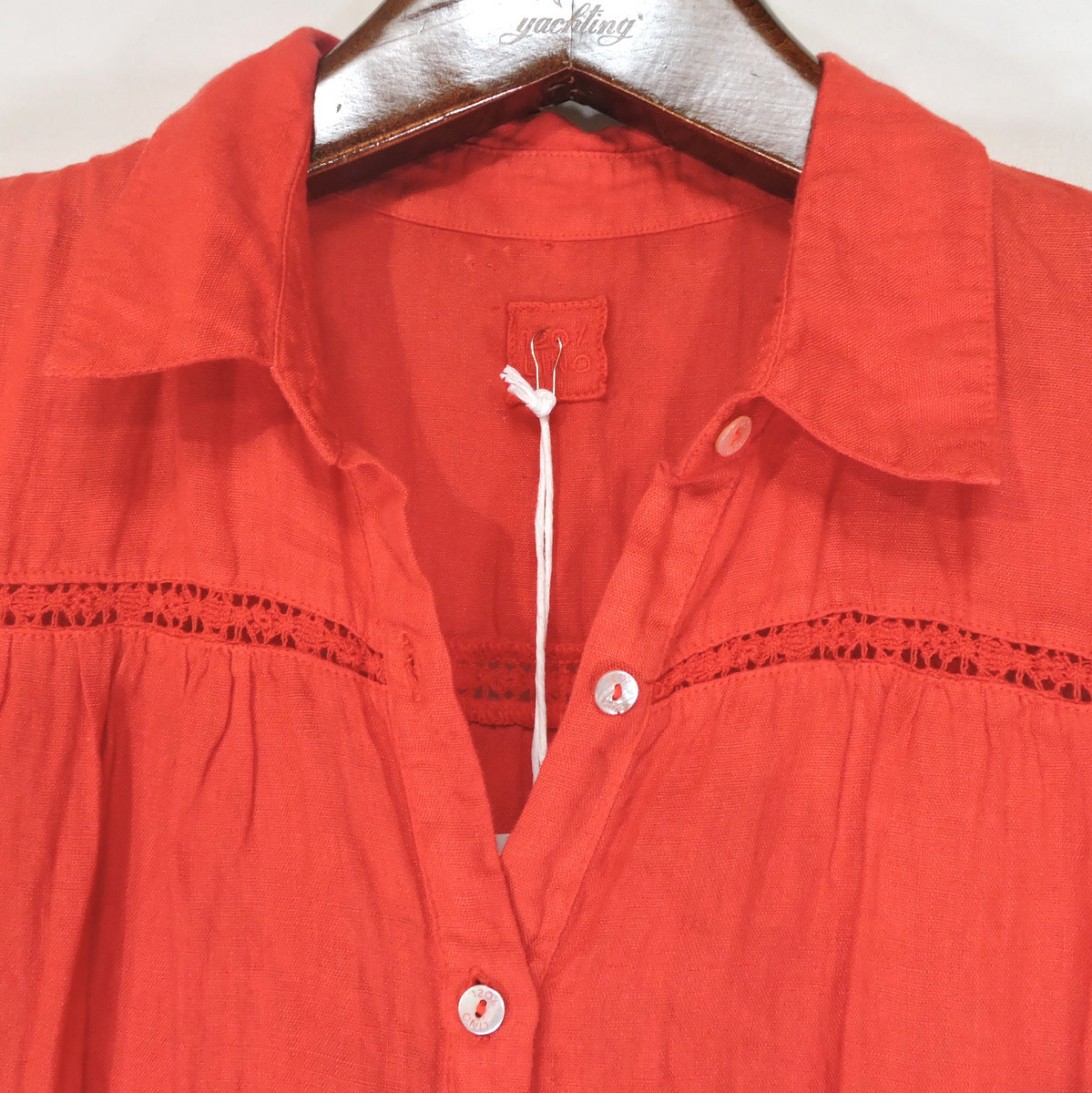 120%LINO 🇮🇹 WOMEN'S RED LINEN FASHION SUMMER DRESS