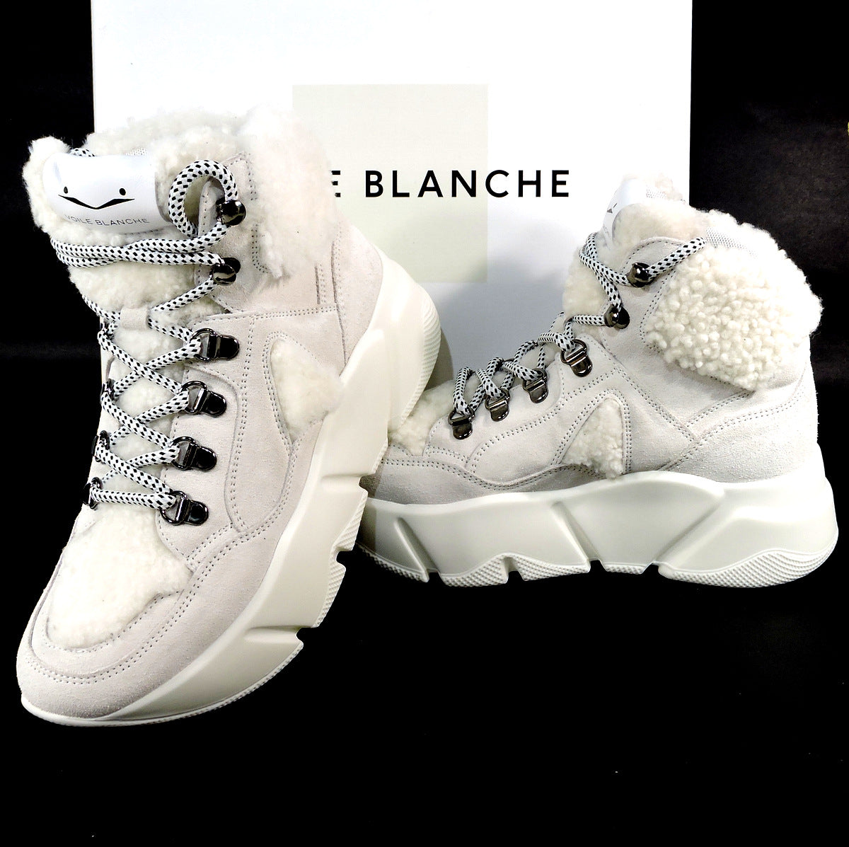 VOILE BLANCHE š®š¹ WOMEN'S WHITE SUEDE WINTER ANKLE SNEAKERS