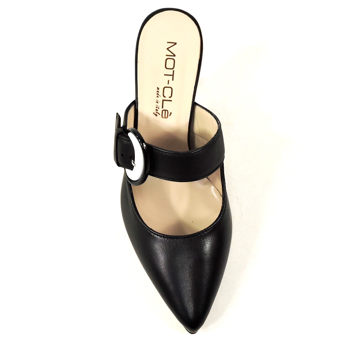 MOT-CLe 🇮🇹 WOMEN'S BLACK LEATHER COMFORT FASHION MULES