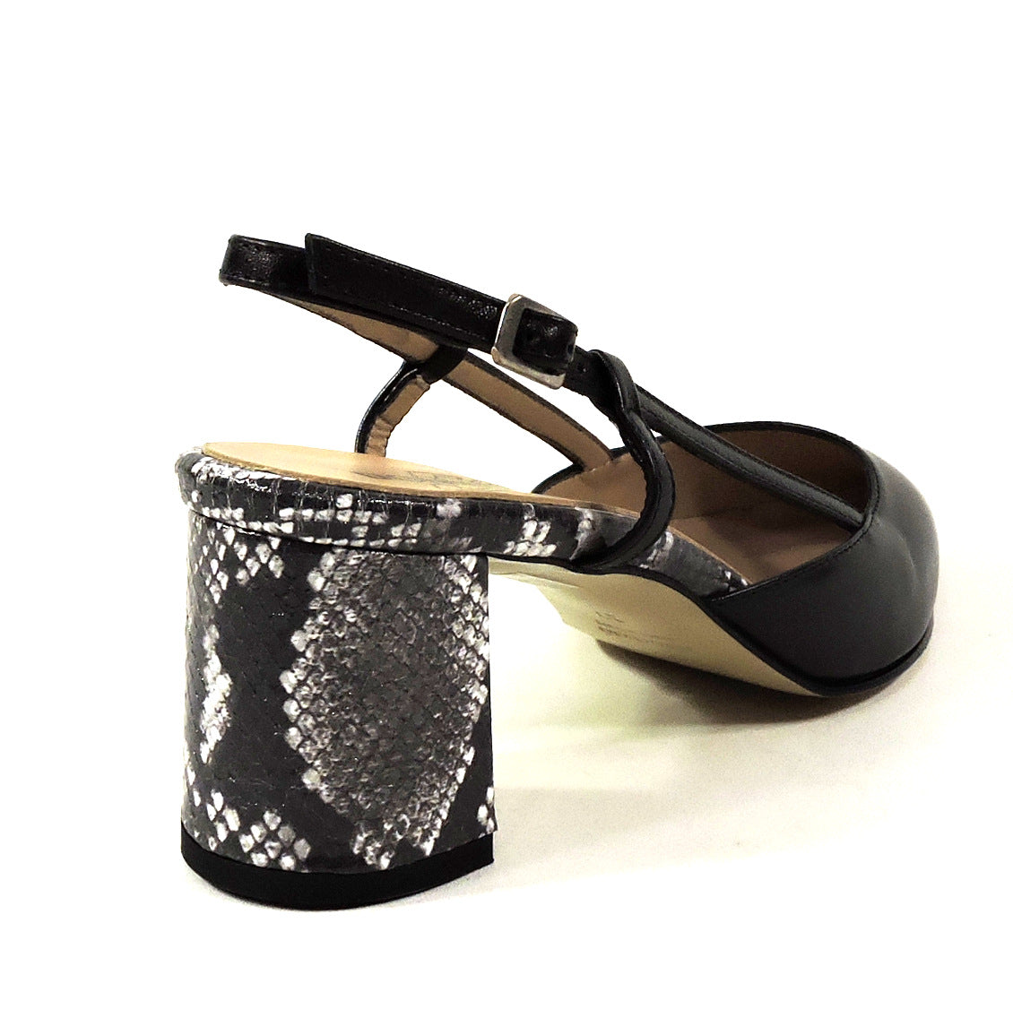 MOT-CLe š®š¹ WOMEN'S BLACK LEATHER HEELED SUMMER SANDALS