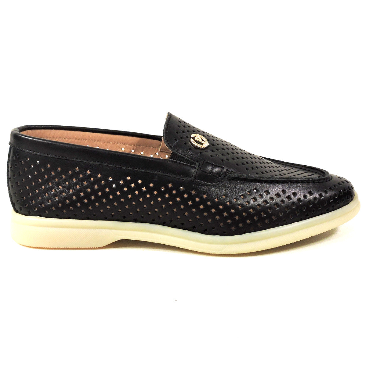 POLLINI ๐ฎ๐น WOMEN'S BLACK LEATHER COMFORT SUMMER LOAFERS