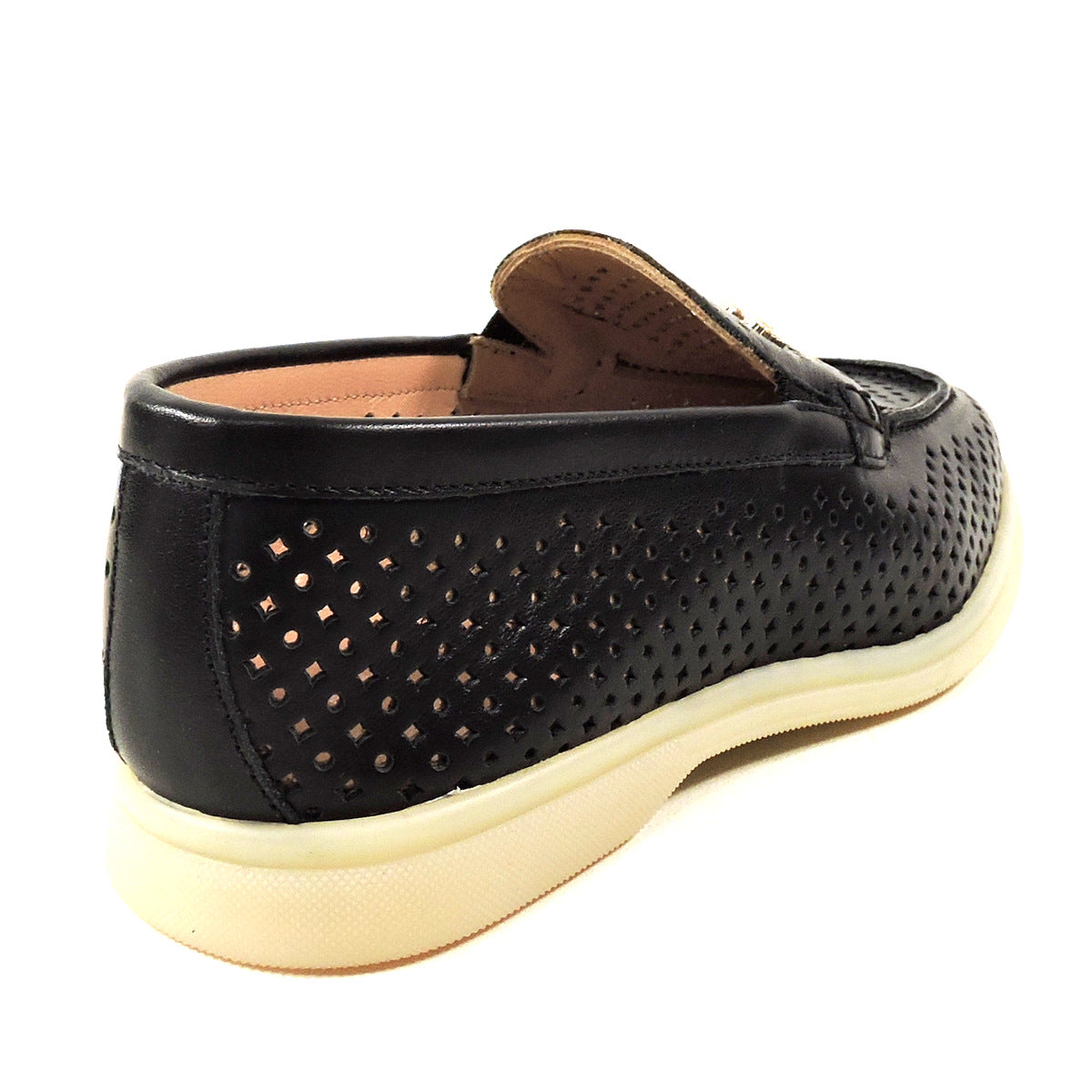 POLLINI ๐ฎ๐น WOMEN'S BLACK LEATHER COMFORT SUMMER LOAFERS