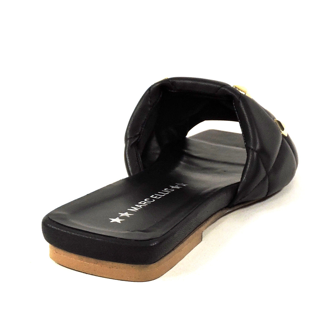 MARC ELLIS 🇮🇹 WOMEN'S BLACK LEATHER FASHION FLAT SUMMER MULES
