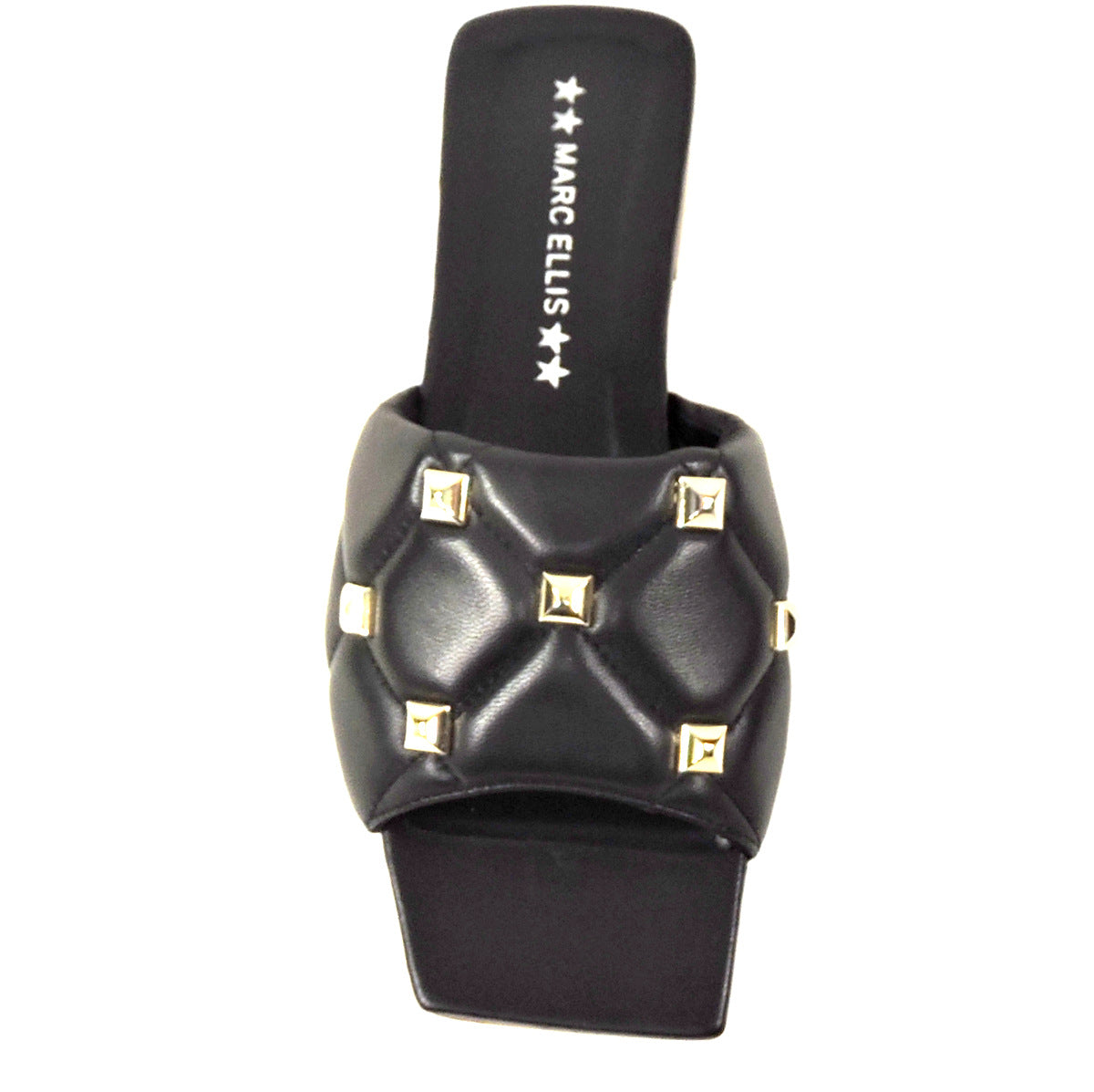 MARC ELLIS 🇮🇹 WOMEN'S BLACK LEATHER FASHION FLAT SUMMER MULES