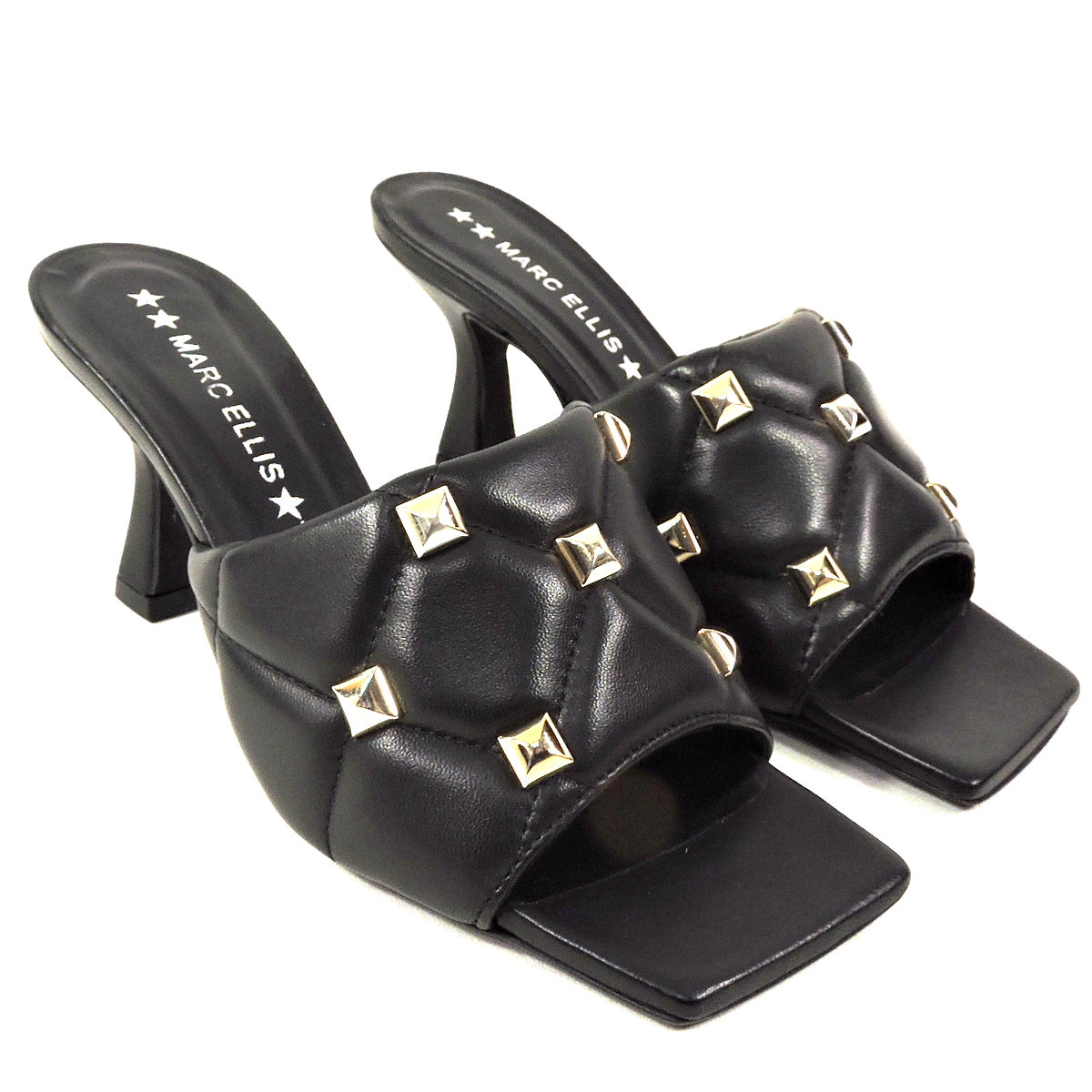 MARC ELLIS 🇮🇹 WOMEN'S BLACK LEATHER FASHION SUMMER MULES