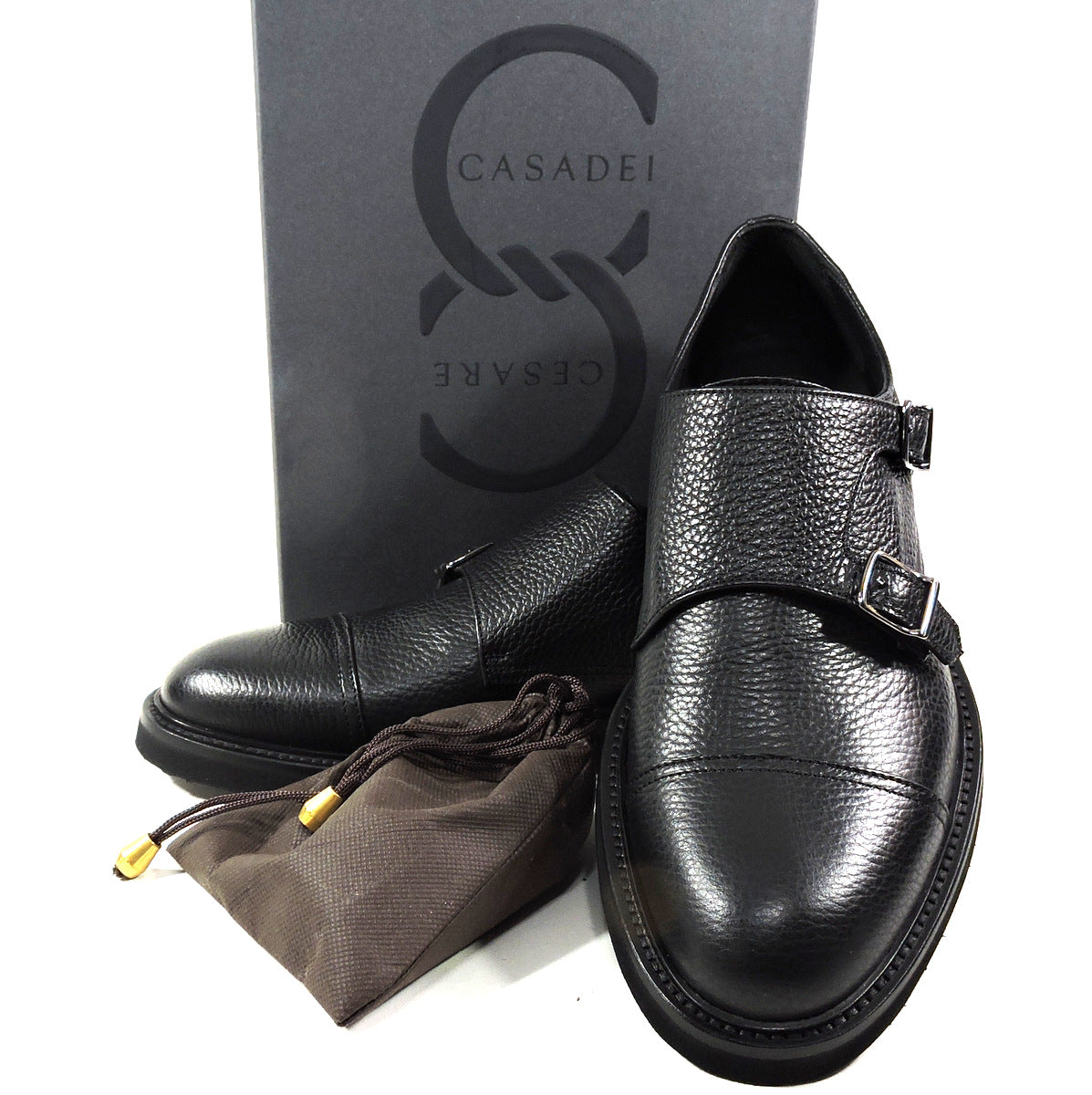 CASADEI 🇮🇹 MEN'S BLACK SOFT LEATHER COMFORT EXTRA LIGHT MONK LOAFERS