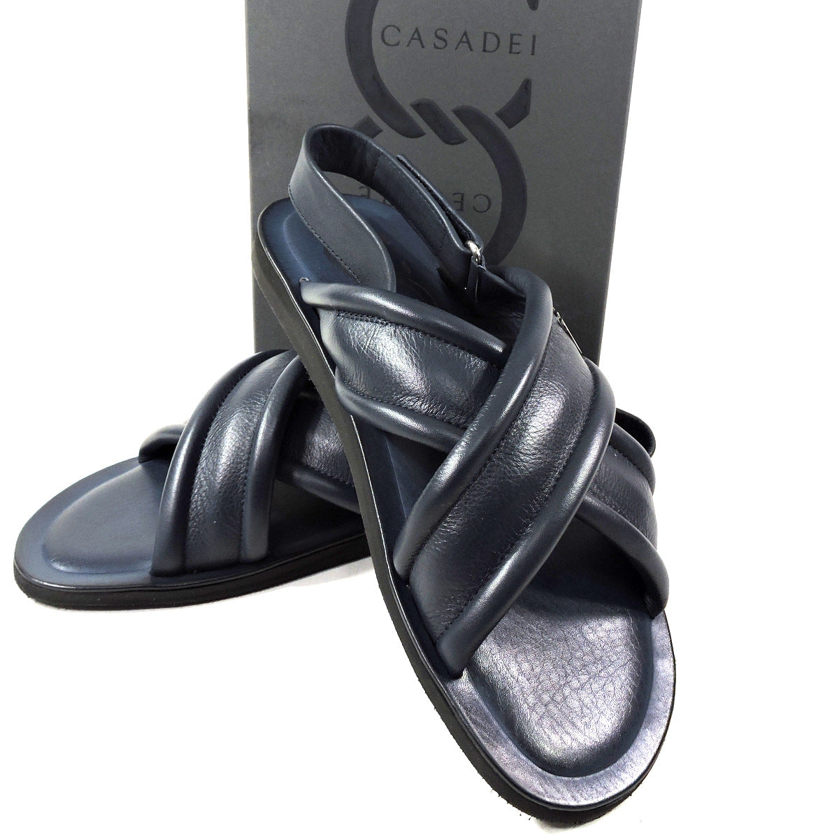 CASADEI š®š¹ MEN'S NAVY BLUE COMFORT FLAT SUMMER SANDALS